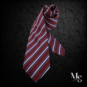 JZ RICHARDS Purple Striped Luxury Silk Tie Hand Made In USA W: 3."4 EX COND